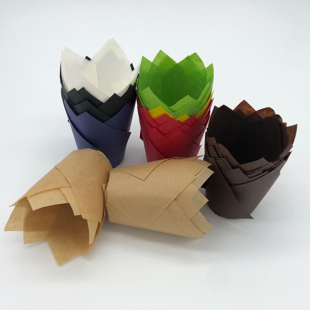Cake Cuppers Film Paper Stoppers Oil-proof Paper Stoppers Tulip Baking Cuppers Hat Cake Paper Stoppers Wholesale Maffin Cups
