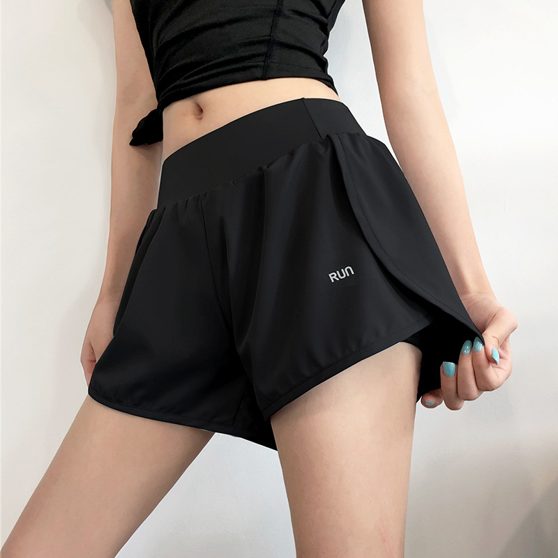 Sports Shorts Women's High-waisted Anti-glare Fitness Yoga Pants Loose Casual Outer Wear Running Quick-drying Thin Training Pants