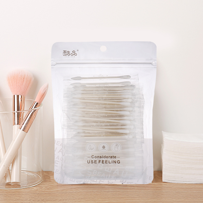 Cool independent packaging cotton swab sanitary makeup cotton swab 100 support double head convenient travel carrying cotton swab