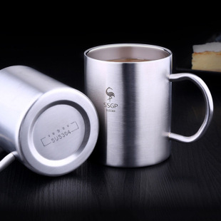 304 Stainless Steel Water Cup with Lid Anti-scalding and Drop-resistant Baby Double Mouth Cup Party Annual Meeting Gift Engraved LOGO