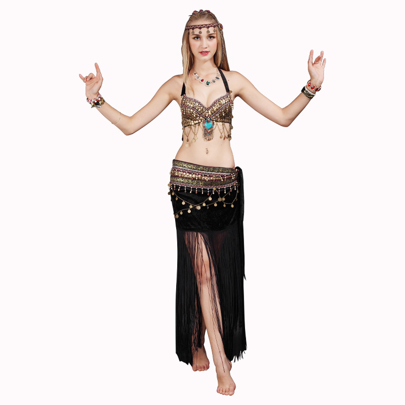 European and American Style Belly Dance Costume Tassel Ethnic Dance Tibetan Clothing Tribal Princess Minority Tribal Two-piece Christmas Dress