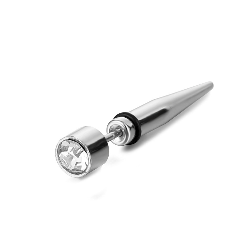 Fashion titanium steel stainless steel pointed cone bullet stud earrings for boys titanium steel diamond earrings bone stud earrings