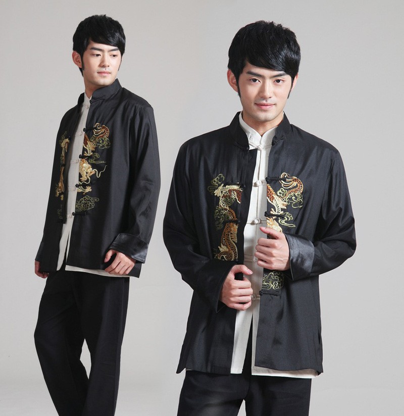 Men's New Embroidered Long Sleeve Cardigan Coat Chinese Style Casual Top Festive Celebrity Annual Performance s-xxxl