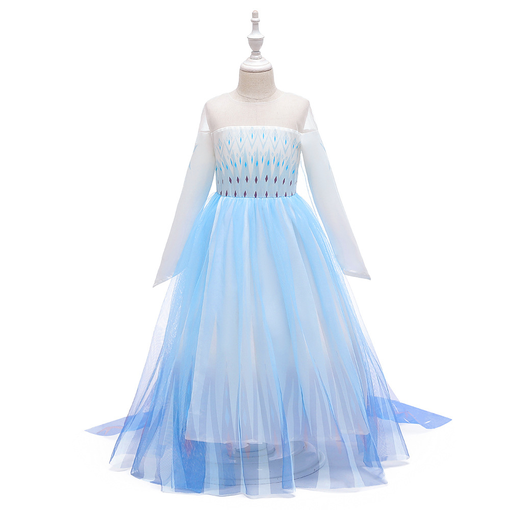 Princess Aisha Mesh Puff Dress Gradient Trailing Girl's Dress Frozen 2 Sequins Dress Performance Dress