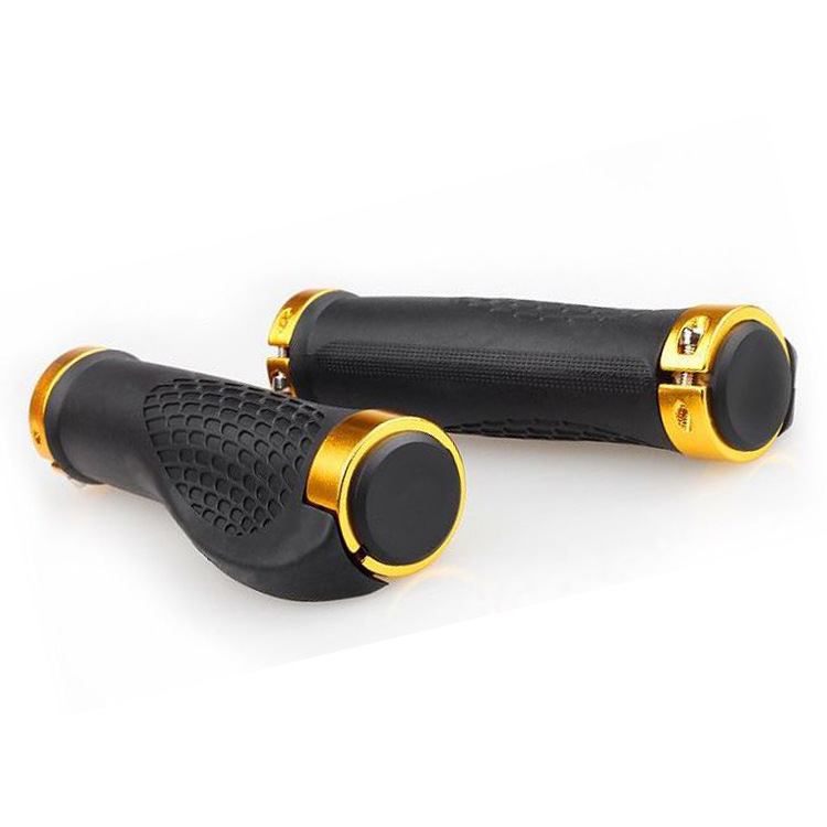 Ergonomic rubber locking bicycle handle grip aluminum alloy small pair handle Horn set non-slip Silk spot