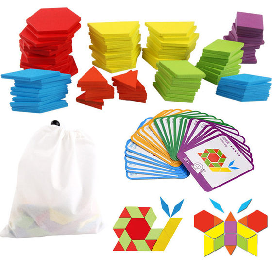 155 Piece Creative Tangram Puzzle Toy Children's Early Childhood Educational Puzzle Varieties Geometric Puzzle Color Building Blocks