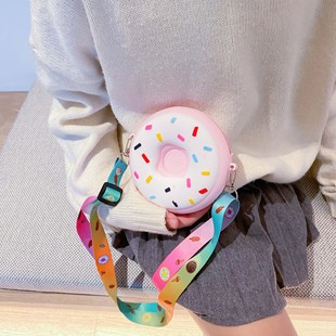 Donut Children's Bag Cute Children's Crossbody Small Bag Silicone Children's Coin Purse Japanese Baby Accessories Bag