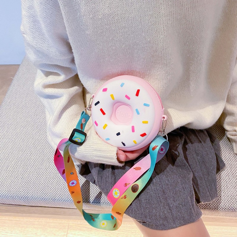 ドーナツ子供バッグかわいい子供の斜め掛けバッグシリコン子供小銭入れ日系赤ちゃんアクセサリーバッグ|undefined