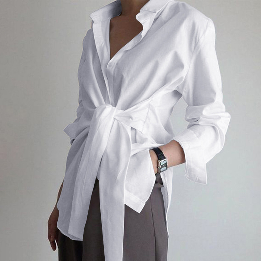 AliExpress wish Amazon spring and summer new women's solid color loose strap shirt 3 color 6 yards spot