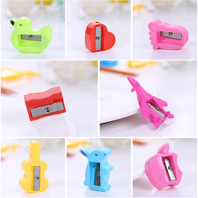 T children cartoon animal pencil sharpener student pencil sharpener stationery wholesale geometric shape manual plastic pencil sharpener