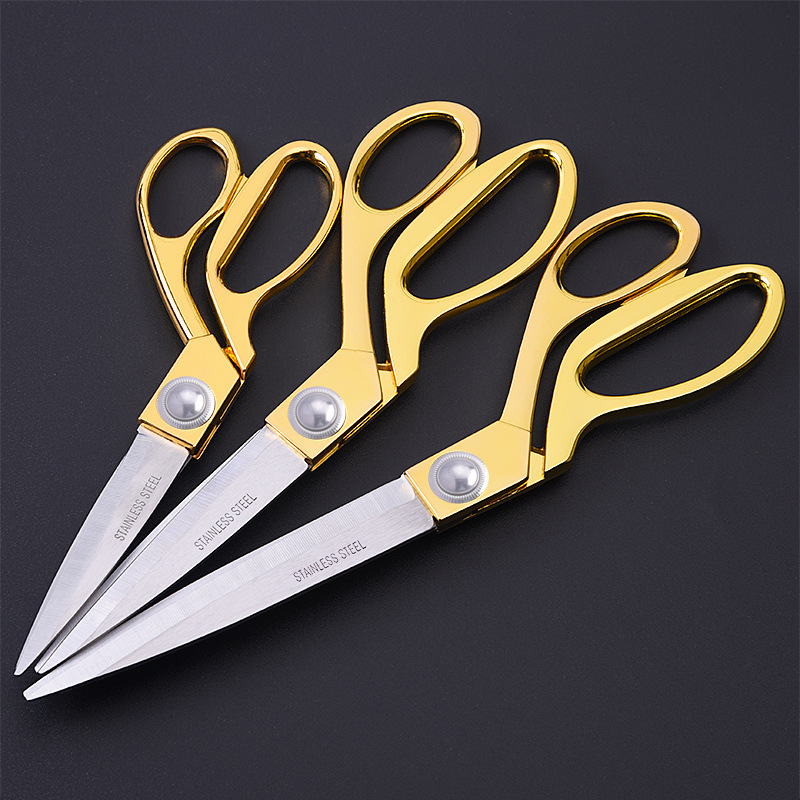 Stainless steel gold-plated tailor scissors alloy sewing clothing tailor scissors festive opening color cutting golden scissors