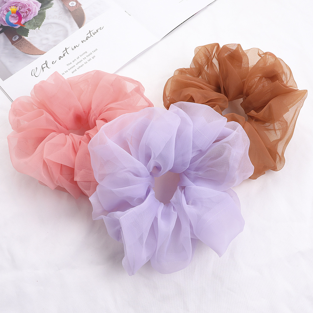 Qiyue super grande filato di seta brillante intestino crasso anello per capelli piccolo fresco corda per la testa organza cravatta per capelli anello per intestino crasso corda per capelli all'ingrosso_voghion.com