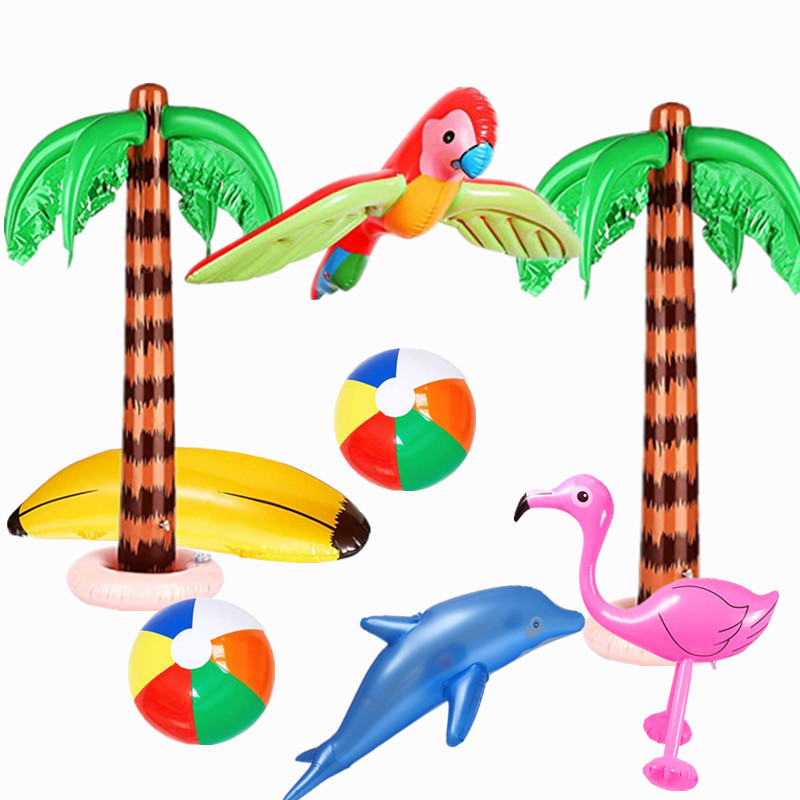 Cross-border exclusive for Amazon new inflatable coconut tree PVC blowing beach ball dolphin fish banana Flamingo