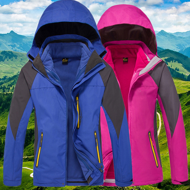 Autumn and Winter Outdoor Rush Clothes for Men and Women Three-in-One Removable Fleece-Lined Thickened Mountaineering Suit Windbreaker Work Clothes