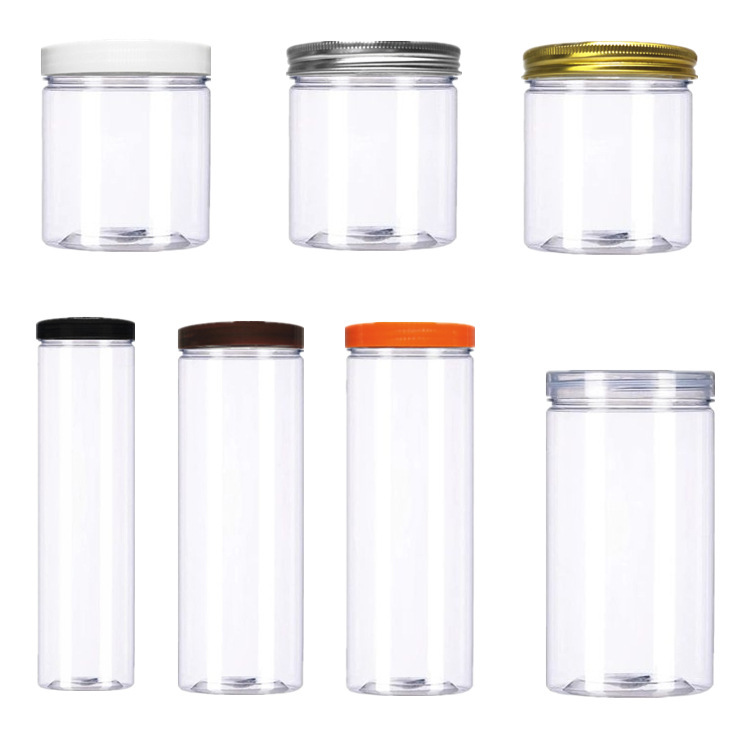 Spot diameter 55mm plastic cans PET transparent packaging grade packaging easy pull aluminum lid storage sealed bottle