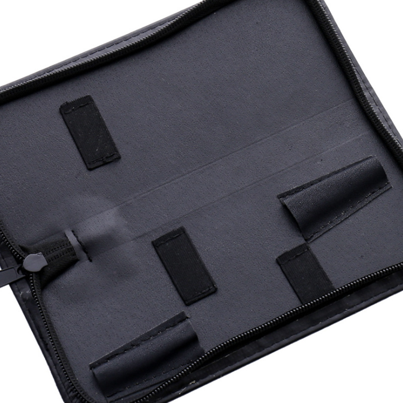 Haircut Scissors Leather Bag logo Factory Wholesale 2 Pack Black Leather Professional Hairdressing Scissors Storage Bag