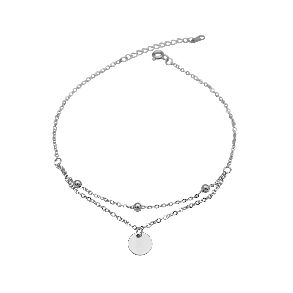 Ins Niche Simple Style Jewelry S925 Sterling Silver Round Brand Ankle Chic Elegant Korean Style Geometric Circle Ankle Jewelry for Women