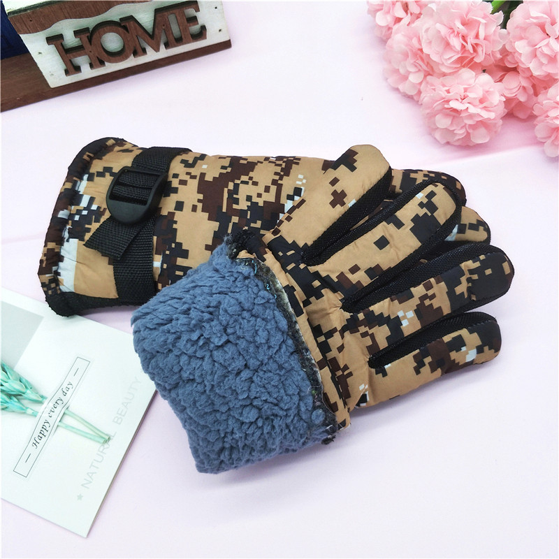 8 to 12 Years Old Middle-aged Children's Gloves Winter Velvet Warm Winter Gloves Fashion Men's and Women's Children's Camouflage Thickened Ski