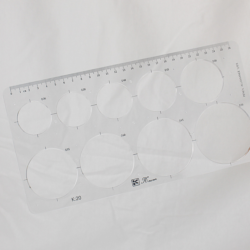 Drawing template Kewen transparent round drawing template multi-specification drawing template hollow plastic design pet building ruler