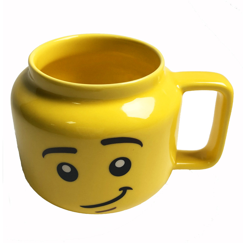 Building block figurine cup expression cup cartoon figurine cup beverage cup ceramic male and female smiley cup beauty cup gift