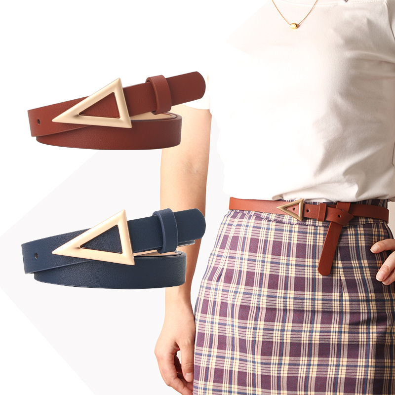 Internet Celebrity Popular Women's Belt Korean Fashion Triangle Buckle Belt Snap Buckle Fashion Joker Dress Belt Manufacturers