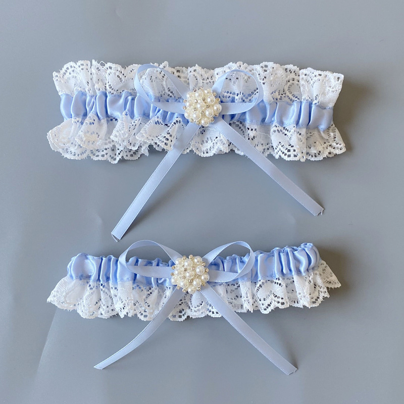 New Western wedding supplies lace Blue Pearl bridal Garter leg decoration Garter