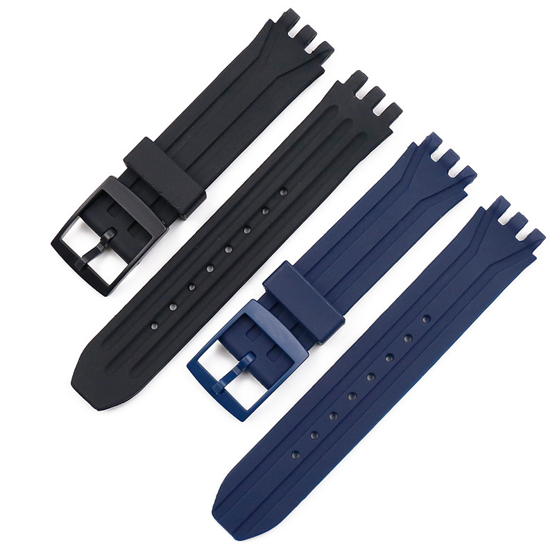 Watch accessories silicone strap men's and women's pin buckle 18mm suitable for Swatch Swatch SUIB400 SUIK400