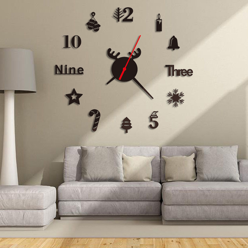 2020 New Foreign Trade Acrylic 3D Wall Clock DIY Living Room Bedroom Wall Background Decoration Christmas Original Style 