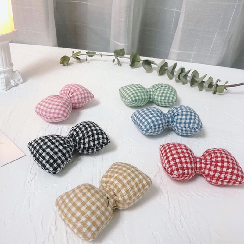 ins Popular Fabric Cotton Plaid Bow Accessories Hair Accessories Hairpin diy Accessories Clothes Baby Socks Decoration