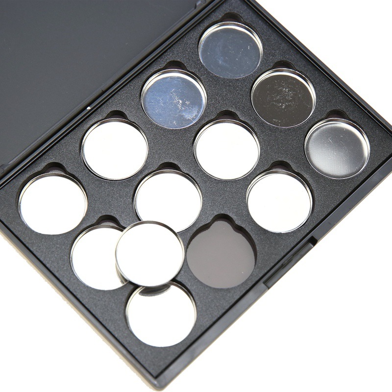 Factory 12 hole eyeshadow makeup box with magnetic 12 color eyeshadow plate DIY magnet blush 26mm makeup plate empty shell