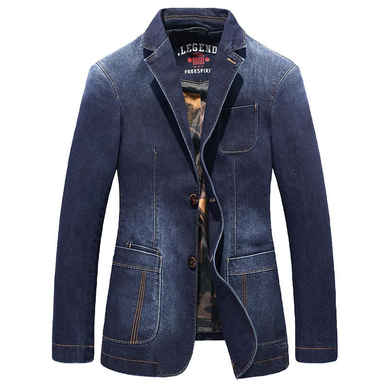9833 Men's Large Size Loose Denim Suit 2020 Autumn New Fashion Business Casual Suit Men's Jacket