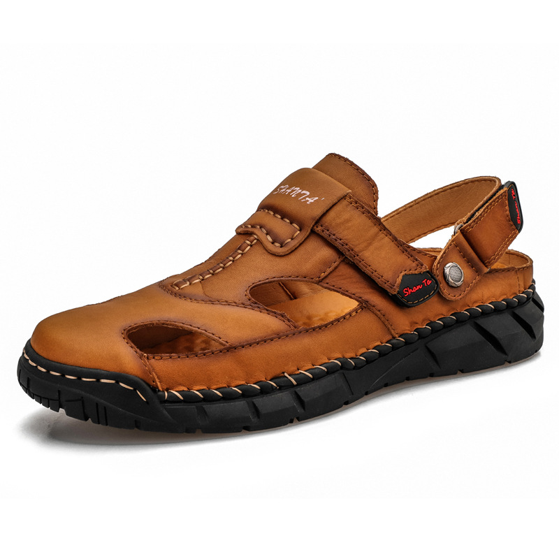 Men's Outdoor Sandals 71713 Large Size Cross-border Outdoor Men's Dual-purpose Leather Sandals Toe Slippers