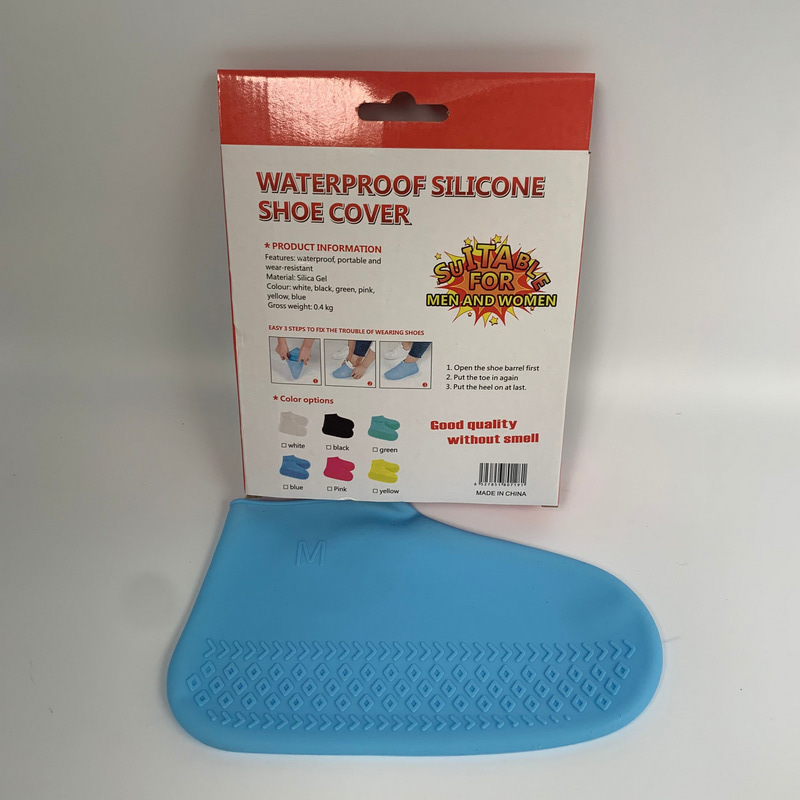 Amazon waterproof silicone shoe cover thickened wear-resistant adult children's rain boots cover rainproof waterproof shoe cover opp
