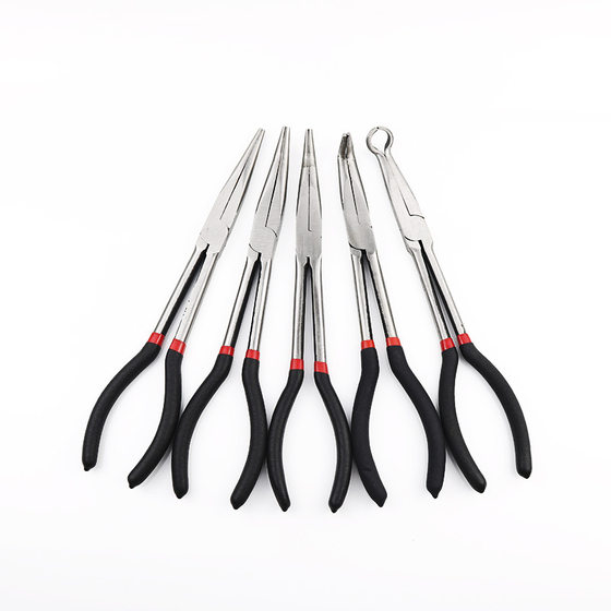 Wholesale 11 inch lengthen pliers pointed nose pliers O-shaped pliers spark plug long nose pliers 45 degrees 90 degrees 16 inch lengthen pliers