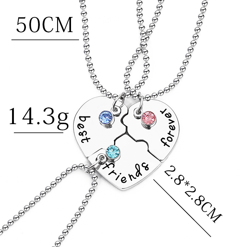 2022 Diamond Love necklace wholesale European and American heart-shaped metal pendant jewelry good friend letter stitching necklace
