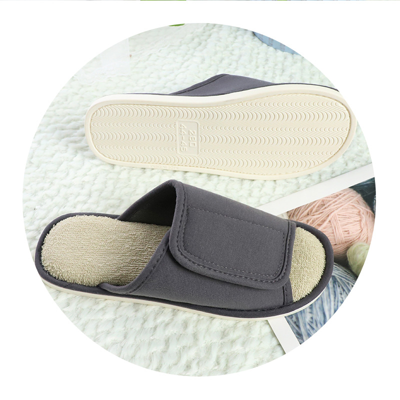 Factory production home autumn floor towel cloth front empty mother and child buckle couple flat slippers wholesale customization
