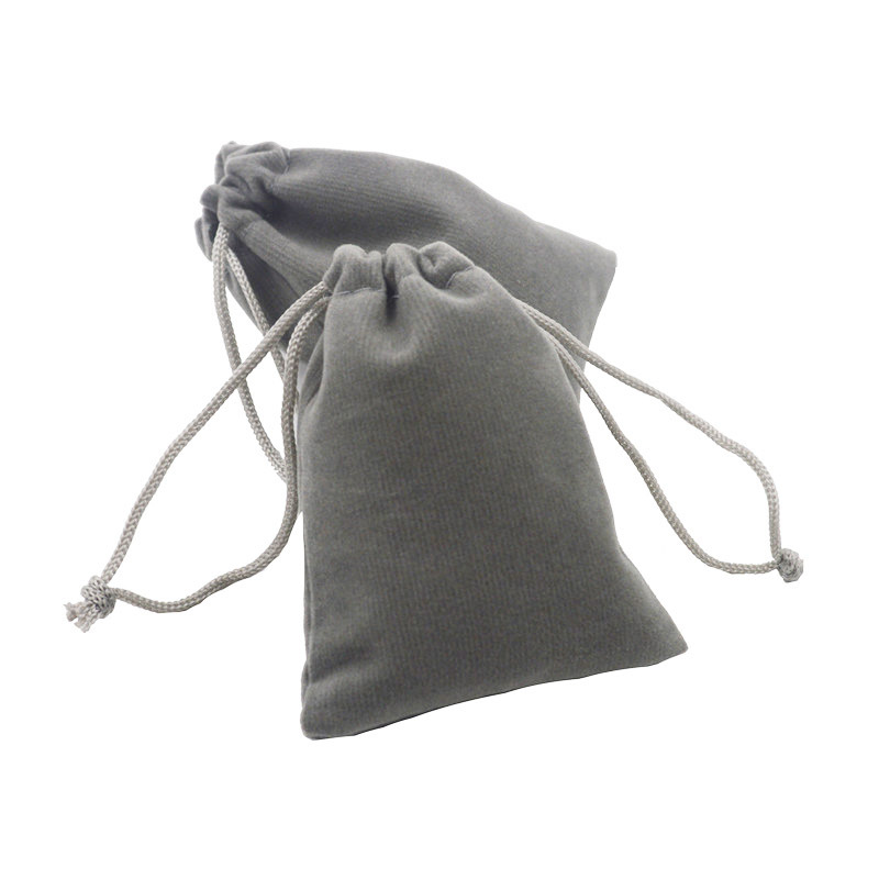 Grey Flannel Bag Drawstring Bag Flocking Headphone Storage Bag Jewelry Dust Bag Printable logo