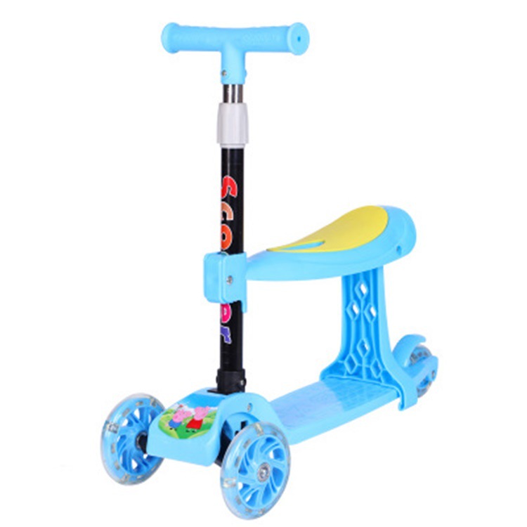 Children's scooter foldable high-meter scooter three-in-one with seat 1-8 years old pedal pulley