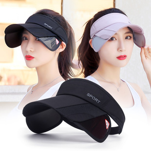 Summer Outdoor Sports Sunscreen Air Top Hat Women's Leisure Cycling Sunshade Hat Telescopic Pull-out Brim Sun Hat