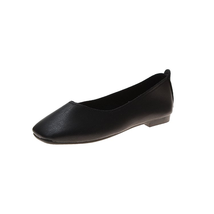 Baotou Square Toe Shoes Women's Shallow Mouth Soft-soled Comfortable Flat-soled Beans Shoes Flat Half-drag One-step Lazy Shoes Spring and Autumn