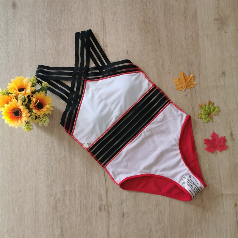2020 new Amazon European and American swimwear cross-border lace mesh woven one-piece sexy bikini swimsuit