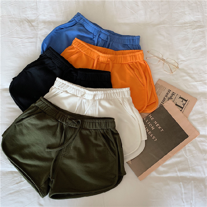 2020 Spring and Summer New Korean Style High Waist Slimming Sports Hot Pants Solid Color Student All-match Casual Shorts Women's Trendy