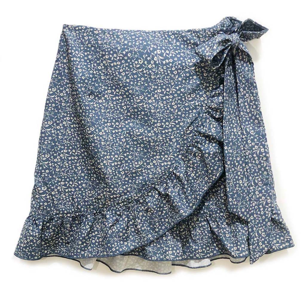 2021 Amazon Cross-border Women's High Waist Lace-up Skirt European and American Ruffled Irregular Printed Zipper Skirt