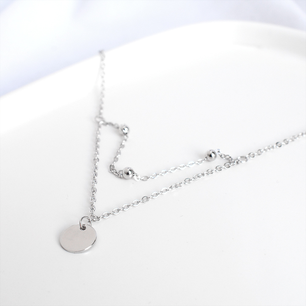 Ins Niche Simple Style Jewelry S925 Sterling Silver Round Brand Ankle Chic Elegant Korean Style Geometric Circle Ankle Jewelry for Women
