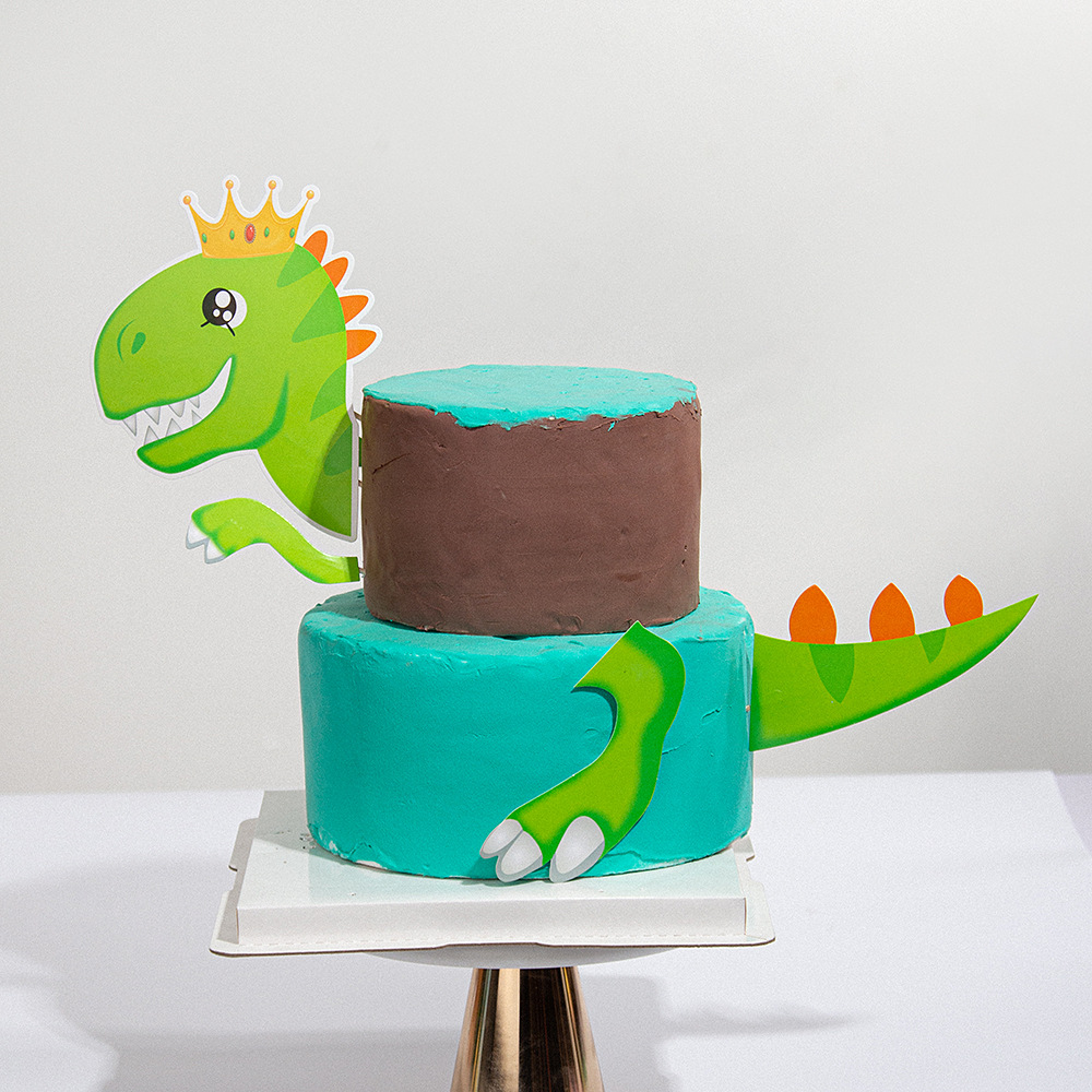 Scenario Cake Decoration Dinosaur Island Jungle Adventure Tyrannosaurus Rex Children's Birthday Atmosphere Decoration Card