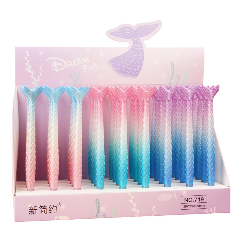 Creative cute cartoon modeling pen mermaid pen 0.38mm student stationery signature pen gel pen stationery wholesale