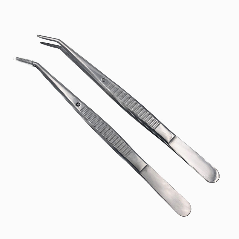 Spot Dental Clip Stainless Steel Tweezers Oral Clip Elbow Toothed Non-Slip Tweezers Dental Tools
