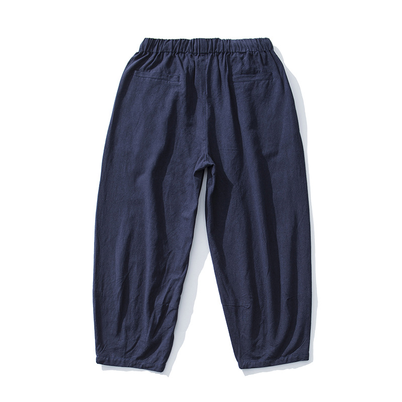 Linen pants men's trousers loose plus size wide leg pants straight cotton linen solid color Chinese style wide leg pants men