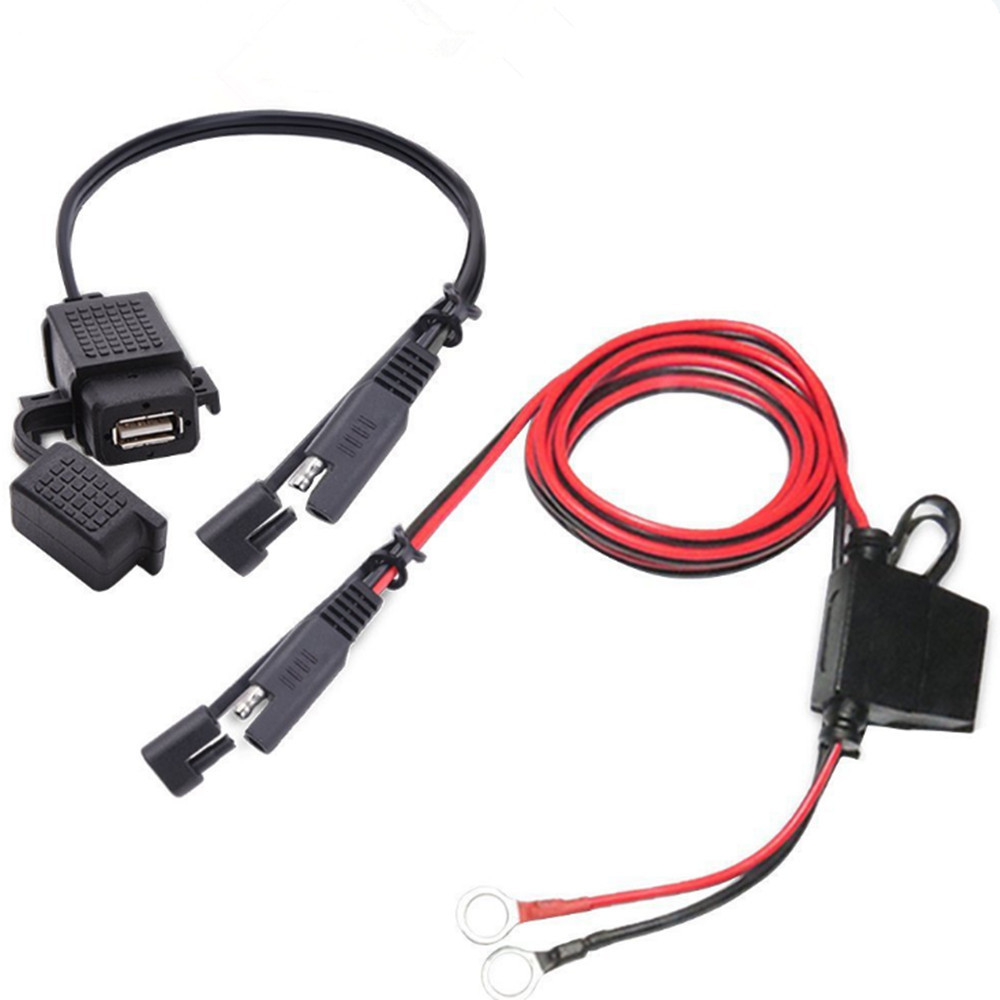 SAE single USB motorcycle charger mounting bracket SAE scooter mobile phone charger with cable