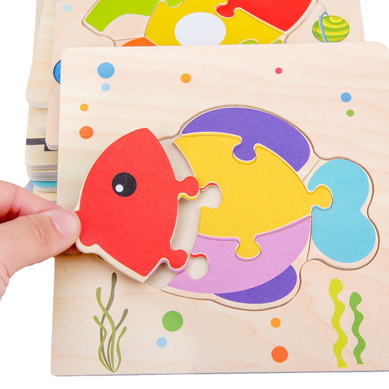 Children's Early Education Jigsaw Puzzle Toys Baby's Intelligence Enlightenment Three-Dimensional Small Jigsaw Puzzle Wooden Children's Early Education Toys